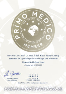 Univ. - Prof. Dr. Dr. med. K. Rainer Kimmig hat erneut das Güte-Siegel des medizinischen Netz-werks PRIMO MEDICO erhalten.