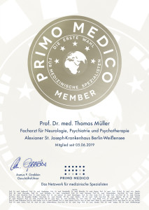 Prof. Dr. med. Thomas Müller erhielt auch dieses Jahr das PRIMO MEDICO-Güte-Siegel.